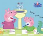 ΠΕΠΠΑ χοίρου και George Pig πλύσιμο δοντιών